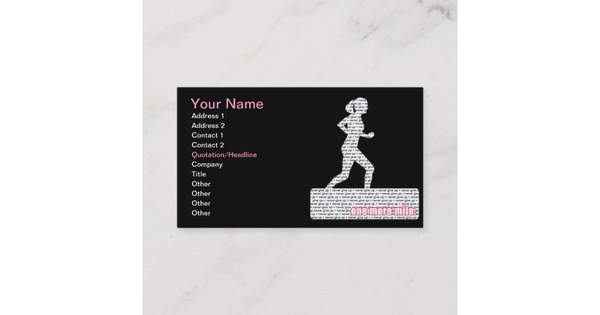 Female Runner Business Card Zazzle