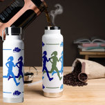 Female Runner Colorful Blue Green Silhouettes Water Bottle<br><div class="desc">Beautiful female runner silhouettes adorn this water bottle.  Accented with running shoes in shades of blue.  Perfect water bottle for after your running workout,  to take to work or to celebrate the runner in your life.</div>