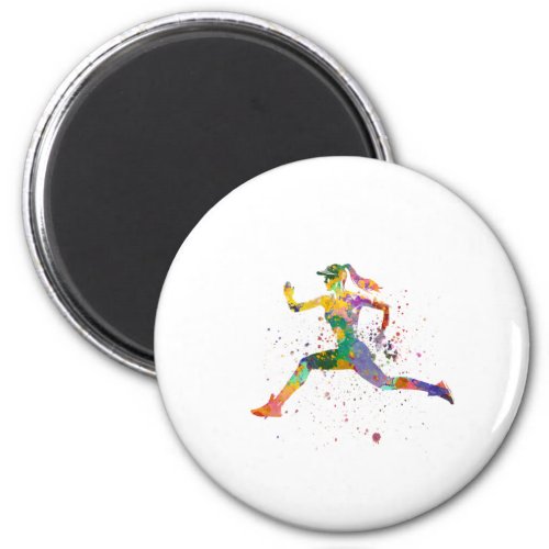 Female runner in watercolor magnet