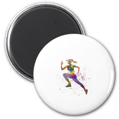 Female runner in watercolor magnet
