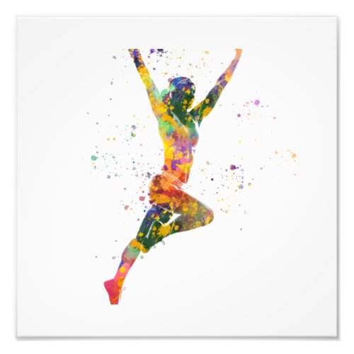 Female runner in watercolor photo print