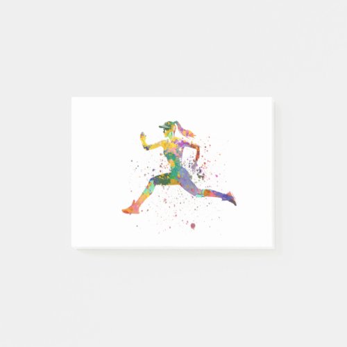 Female runner in watercolor post_it notes