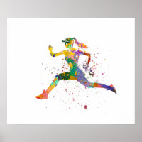 Female runner in watercolor