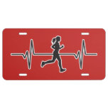 Female Runner / Jogger - Heartbeat Pulse Graphic License Plate at Zazzle