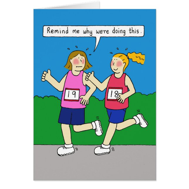 Female Runners Humor Cartoon Cards (Front)