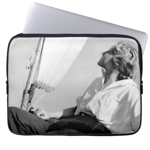 Female Sailor Black and White Photo Laptop Sleeve