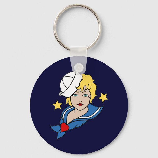 Female Sailor Tattoo Keychain (Front)