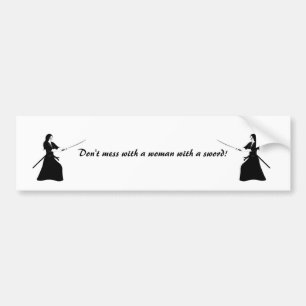 Female Samurai Warrior with Sword Bumper Sticker