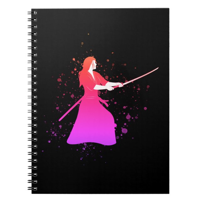 Female Samurai Warrior with Sword Notebook (Front)