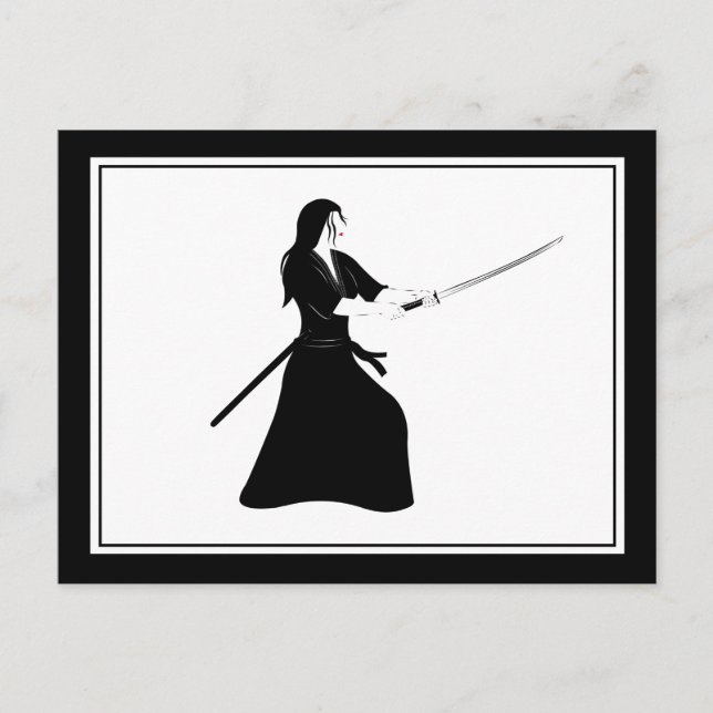 Female Samurai Warrior with Sword Postcard (Front)