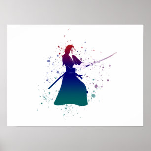 Female Samurai Warrior with Sword Poster