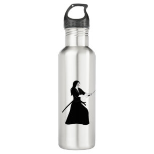 Female Samurai Warrior with Sword Stainless Steel Water Bottle