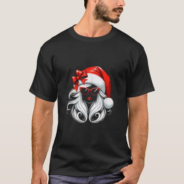 Female Santa Hat Sunglasses Grandma Mom Women Girl T-Shirt (Front)