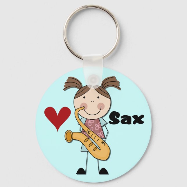 Female Saxophone Player Tshirts and Gifts Keychain (Front)