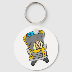 Female School Bus Driver Keychain
