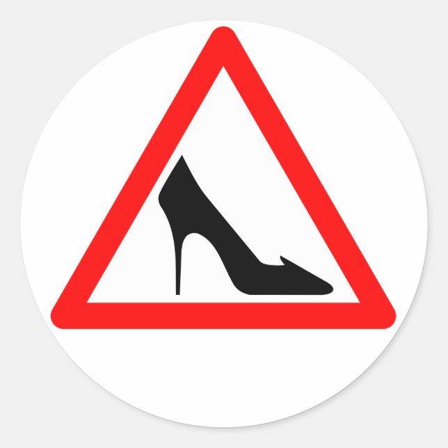 Female Shoe Sign Classic Round Sticker (Front)