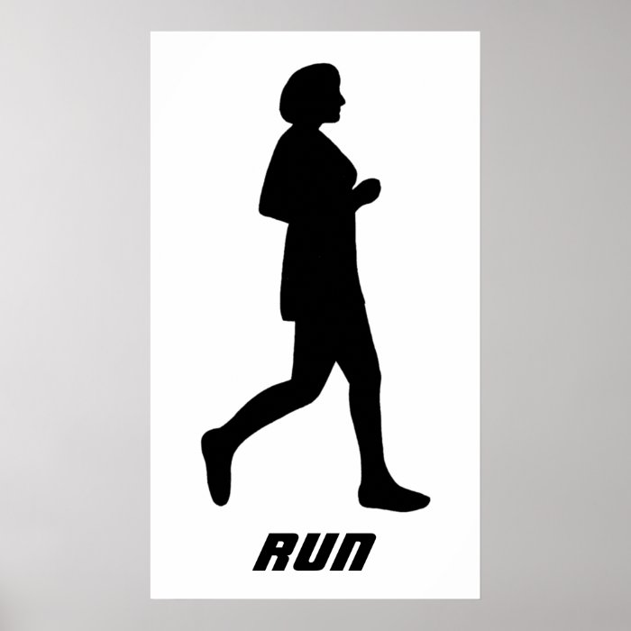 Female Silhouette Run Poster