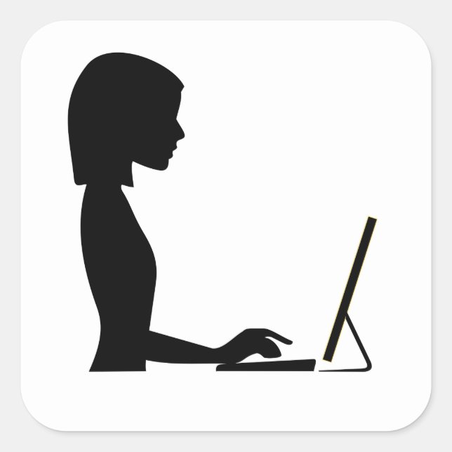 Female Silhouette Square Sticker (Front)