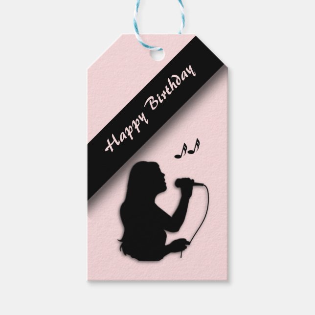 Female Singer Custom Birthday Gift Tags (Front)