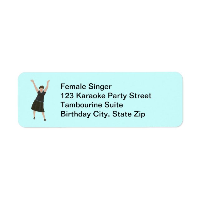Female singer karaoke birthday party address label (Front)