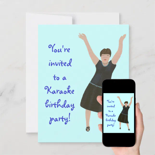 Female singer, karaoke birthday party invitations | Zazzle