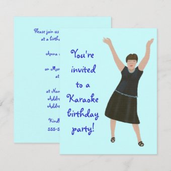 Female singer, karaoke birthday party invitations | Zazzle