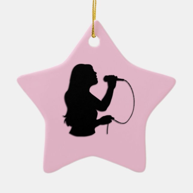 Female Singer Pink Ceramic Ornament (Front)