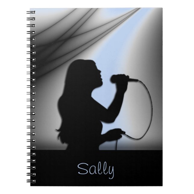 Female Singer Silver Curtain Personal Notebook (Front)