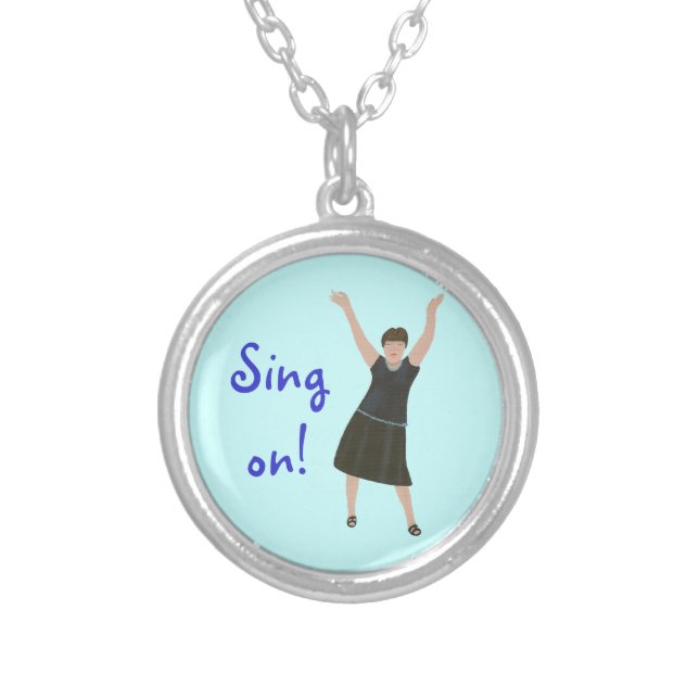 Female singer singing, Sing on, karaoke necklaces (Front)