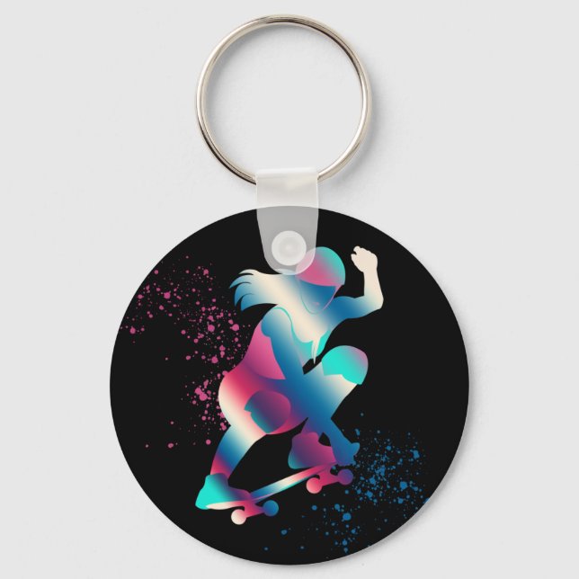Female Skateboarder Keychain (Front)