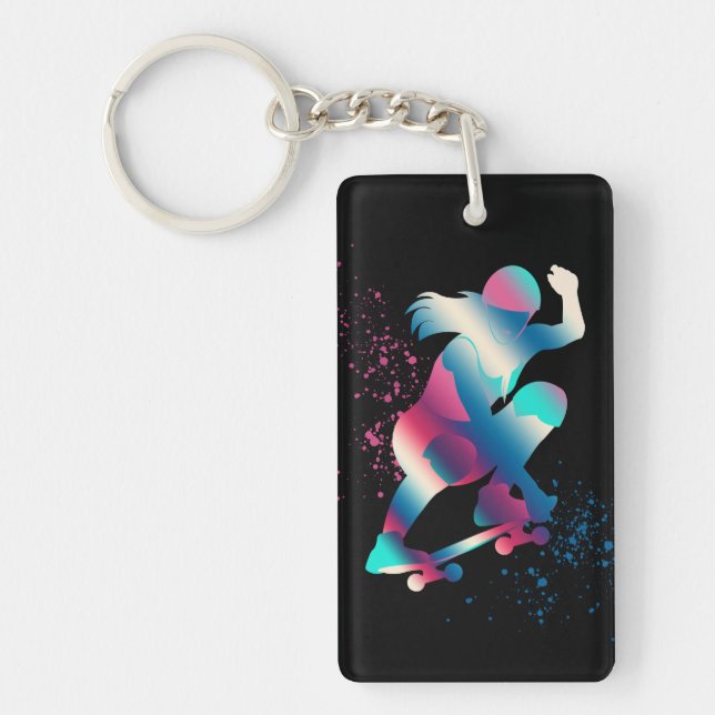 Female Skateboarder Keychain (Front)
