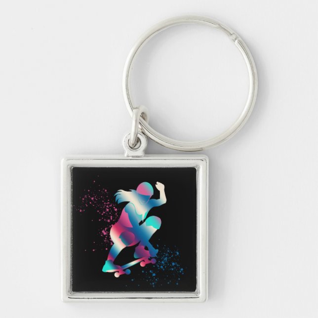 Female Skateboarder Keychain (Front)