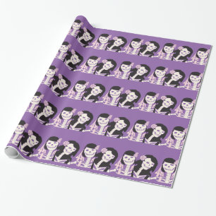 Female Skeleton Couple Wrapping Paper