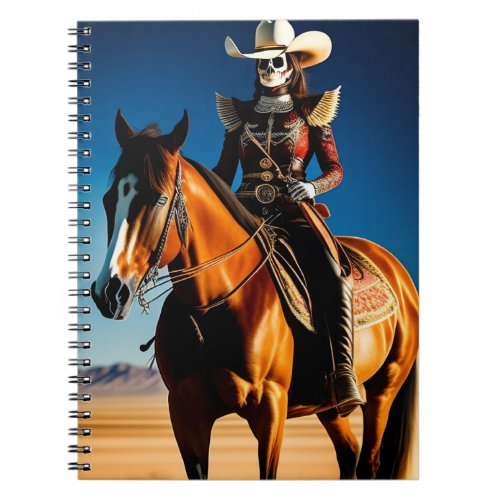 Female Skeleton Cowgirl Outfit Riding a Horse Notebook