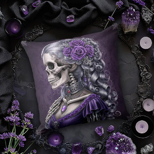 Female Skull Cameo in Purple Throw Pillow
