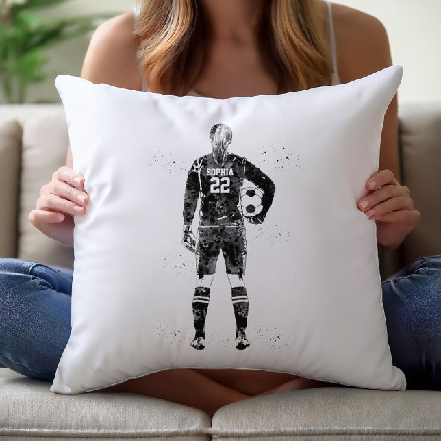 Female Soccer Goalie Throw Pillow (Creator Uploaded)
