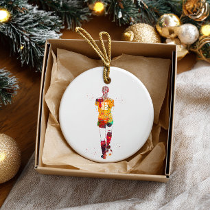 Female Soccer Player Ceramic Ornament