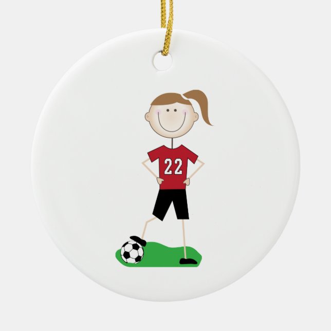 Female Soccer Player Ceramic Ornament (Front)