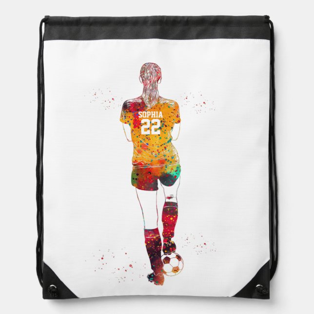 Female Soccer Player  Drawstring Bag (Front)
