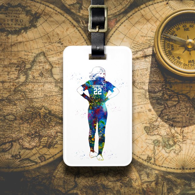 Female Softball Player Luggage Tag (Creator Uploaded)