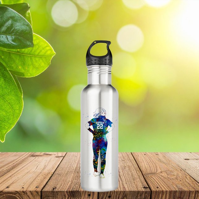 Female Softball Player Stainless Steel Water Bottle (Creator Uploaded)