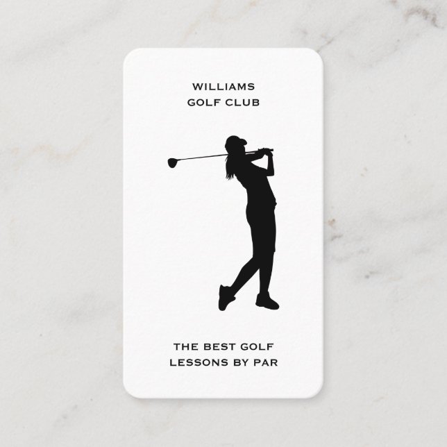 Female Sport Coach Golf Instructor Social Media Business Card (Front)