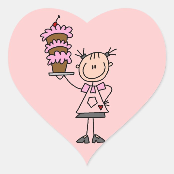 Female Stick Figure Baker Heart Sticker