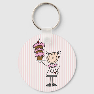 Female Stick Figure Baker Keychain