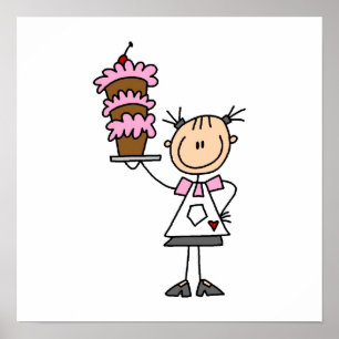 Female Stick Figure Baker Poster