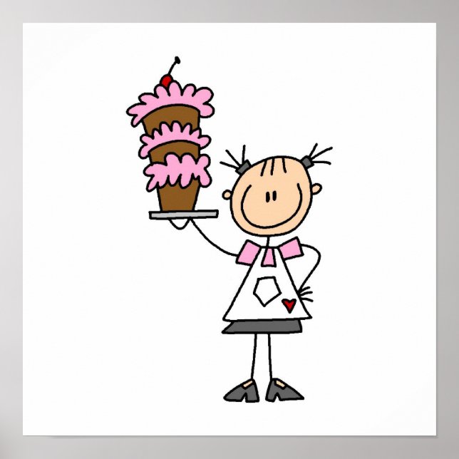 Female Stick Figure Baker Poster (Front)