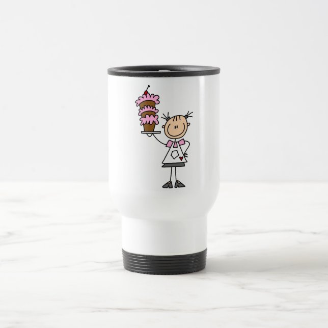 Female Stick Figure Baker Tshirts and Gifts Travel Mug (Center)