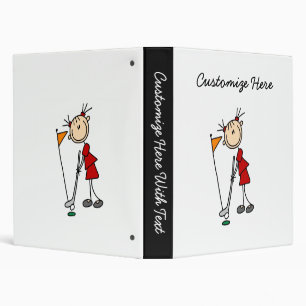 Female Stick Figure Golfer Binder