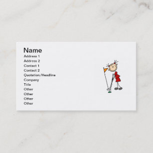 Female Stick Figure Golfer Business Card