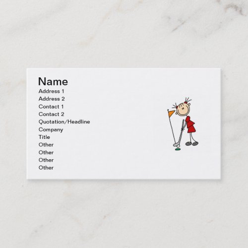 Female Stick Figure Golfer Business Card